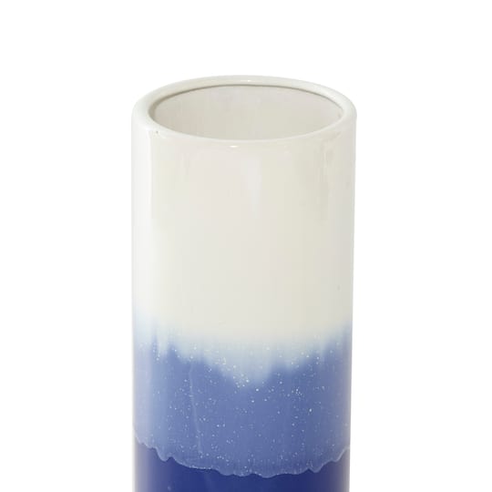 17" Blue Stoneware Modern Vase